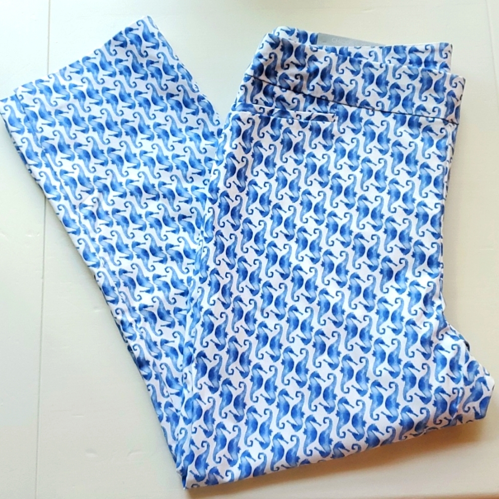 Playful Seahorse Crop Chico's Brigitte So Slimming Slim Leg 2 US12 NWT